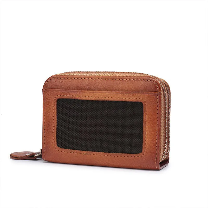 Leather Zipper Card Wallets Cute Small Women Double Zip Card Wallets For Ladies