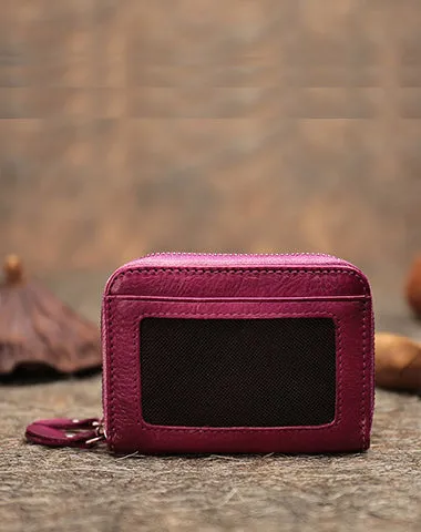 Leather Zipper Card Wallets Cute Small Women Double Zip Card Wallets For Ladies