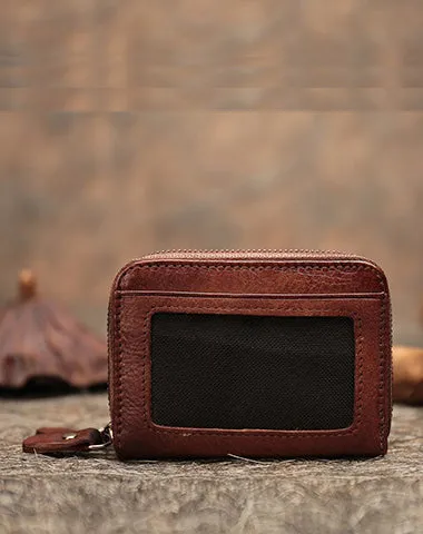 Leather Zipper Card Wallets Cute Small Women Double Zip Card Wallets For Ladies