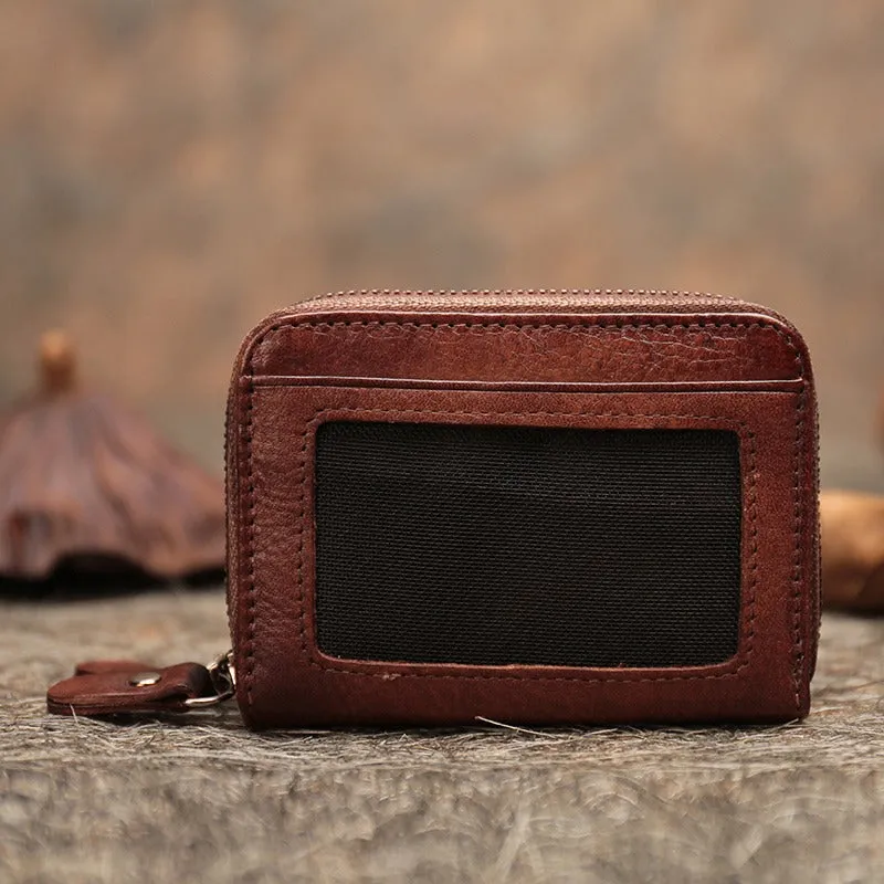 Leather Zipper Card Wallets Cute Small Women Double Zip Card Wallets For Ladies