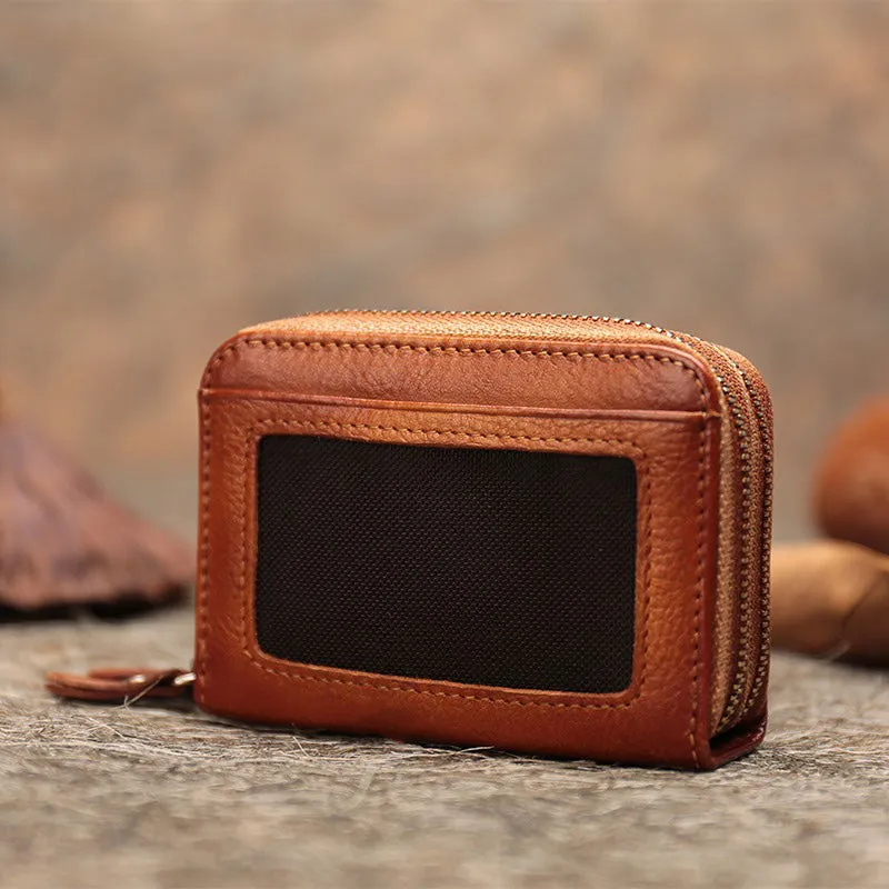 Leather Zipper Card Wallets Cute Small Women Double Zip Card Wallets For Ladies