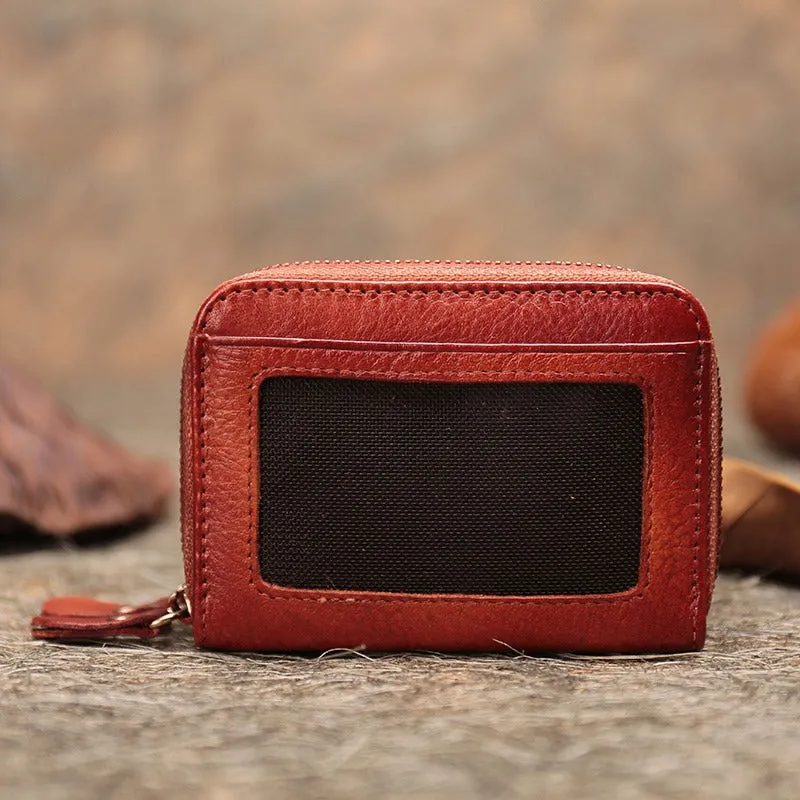 Leather Zipper Card Wallets Cute Small Women Double Zip Card Wallets For Ladies
