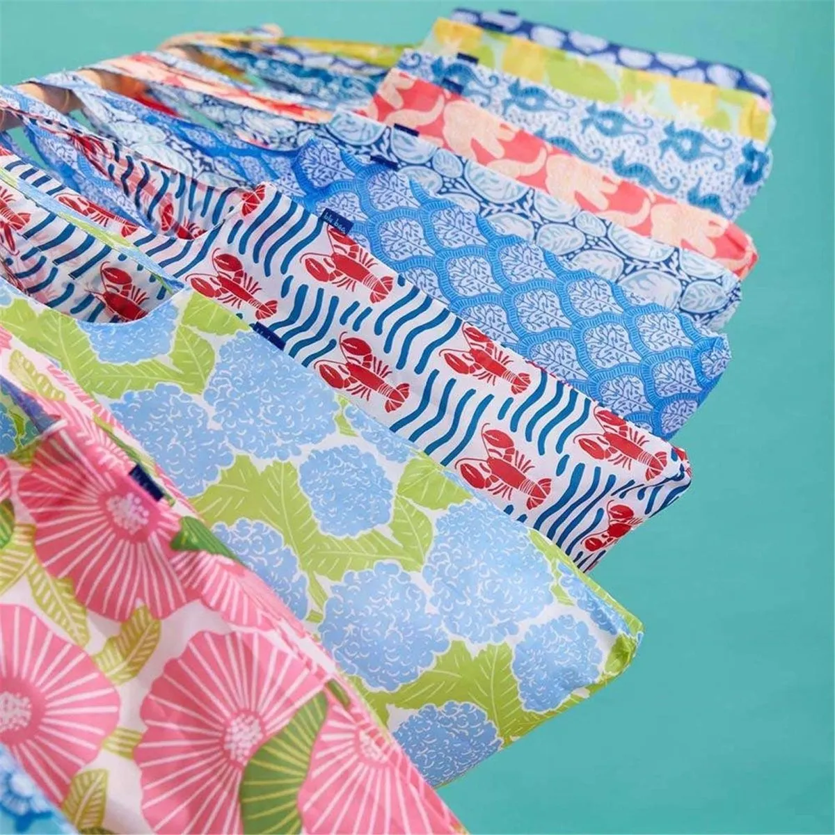Lemon Blossoms blu Reusable Shopping Bag-Machine washable