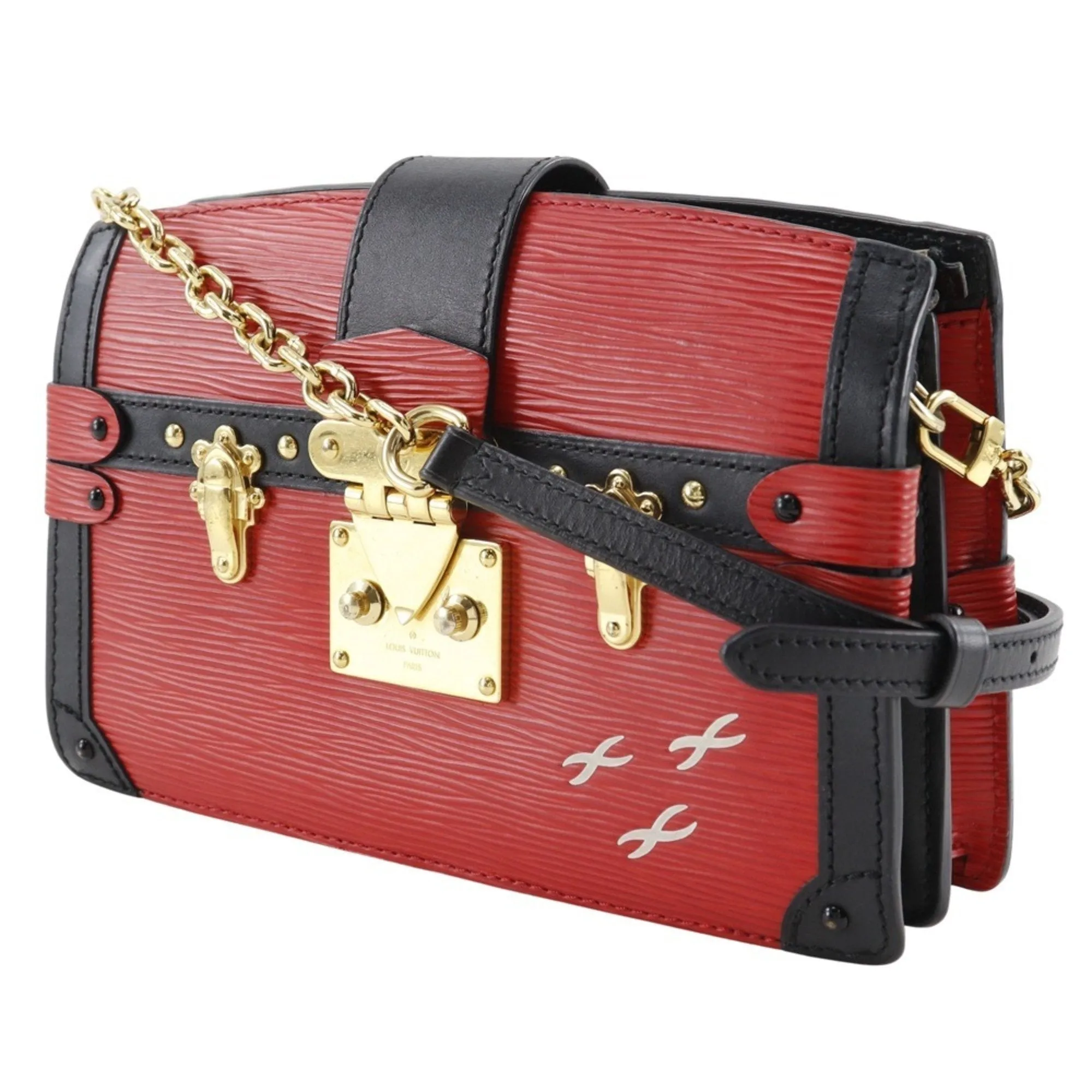 Louis Vuitton Epi Color Rouge Epi Leather Clutch Bag Shoulder Bag (Pre-Owned)