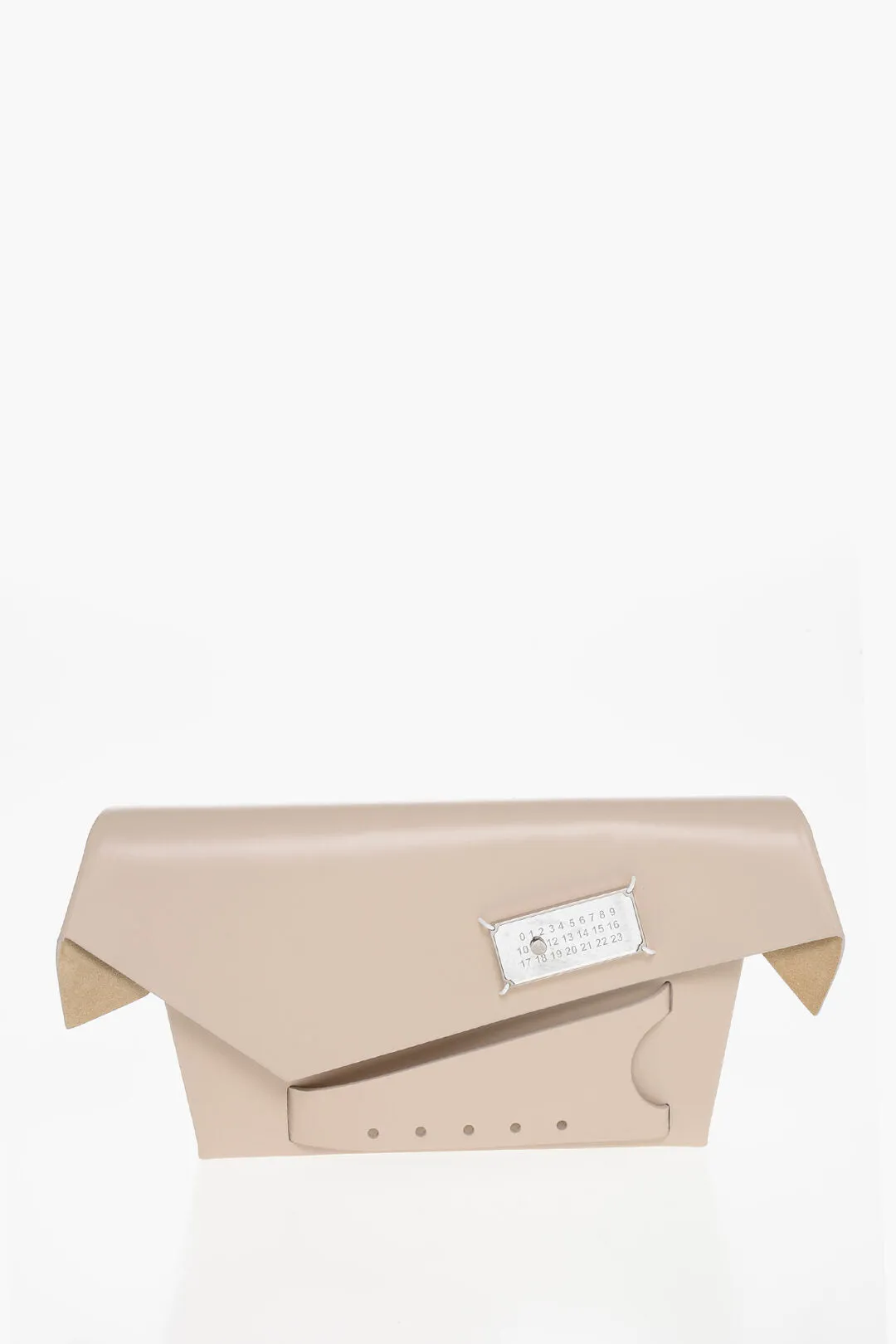 Maison Margiela Mm11 Saffiano Leather Snatched Clutch With Clip Closure