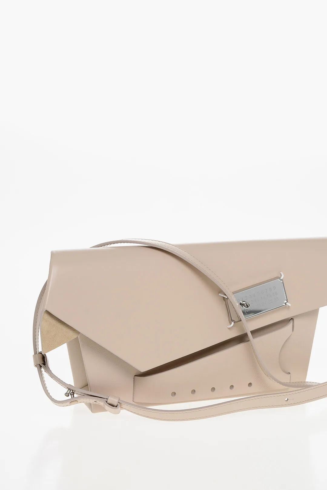 Maison Margiela Mm11 Saffiano Leather Snatched Clutch With Clip Closure