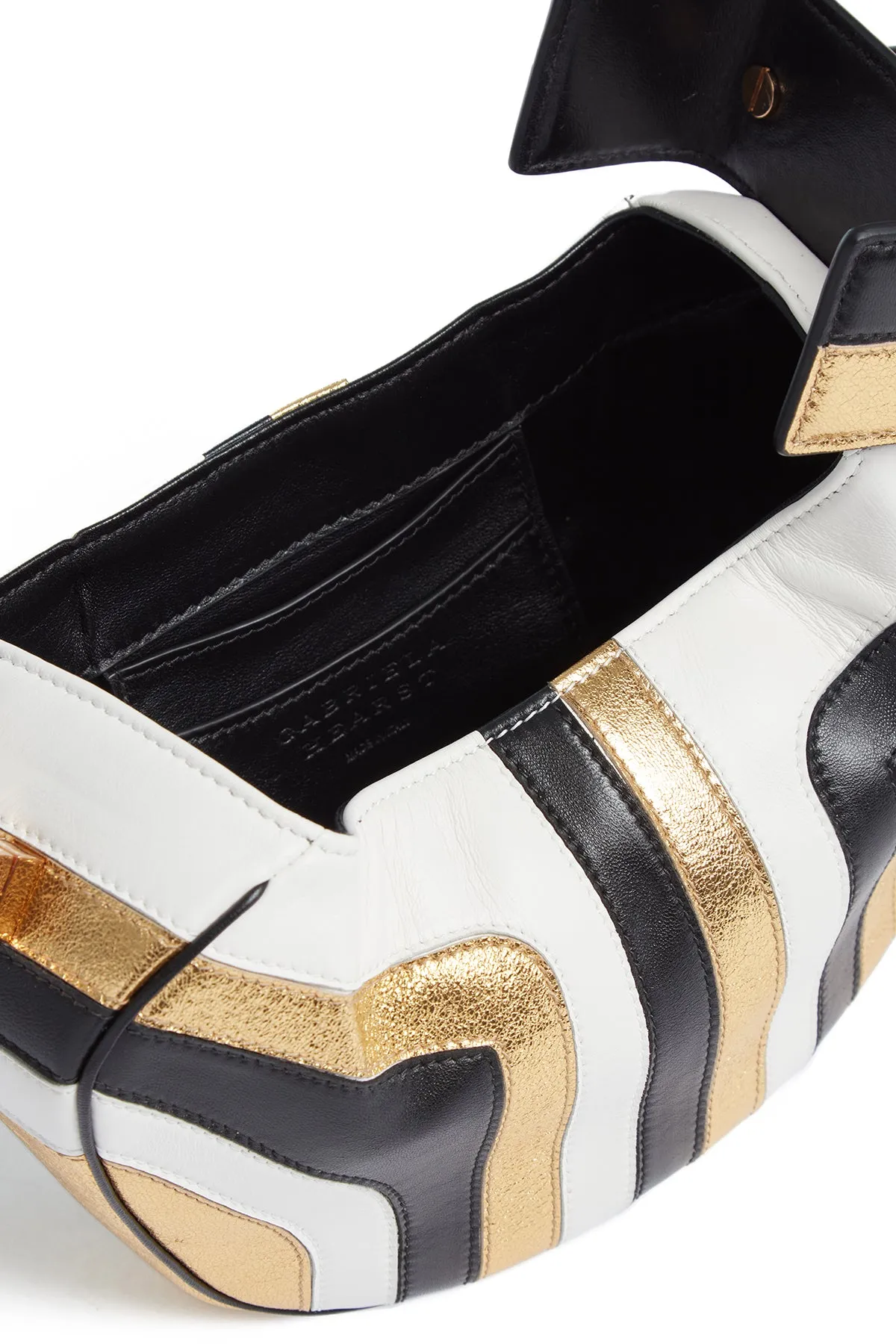 Nina Bag in Gold, Black & Ivory Stripes Nappa Leather