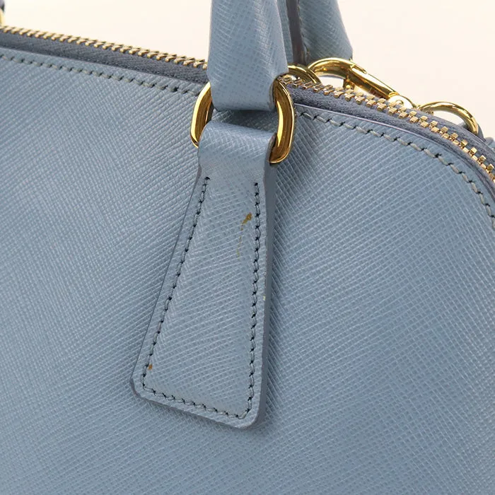 PRADA BL0838 2WAY handbag Safiano leather Hand Shoulder bag leather blue Women