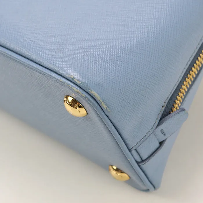 PRADA BL0838 2WAY handbag Safiano leather Hand Shoulder bag leather blue Women
