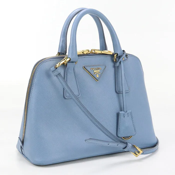 PRADA BL0838 2WAY handbag Safiano leather Hand Shoulder bag leather blue Women