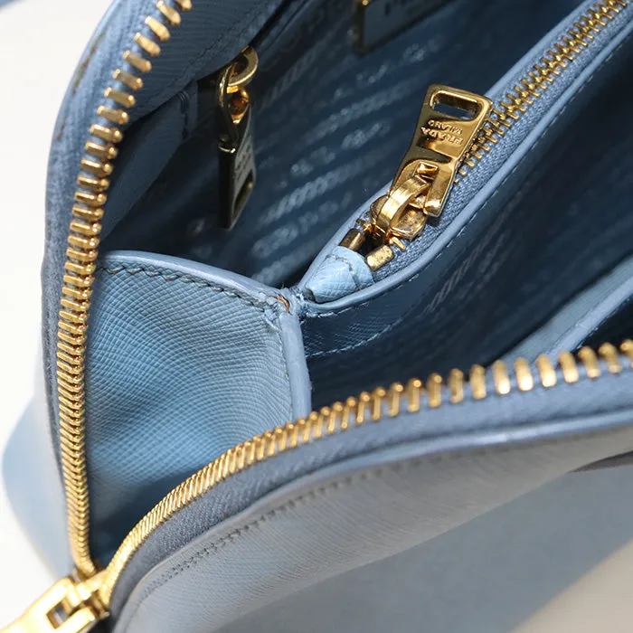PRADA BL0838 2WAY handbag Safiano leather Hand Shoulder bag leather blue Women