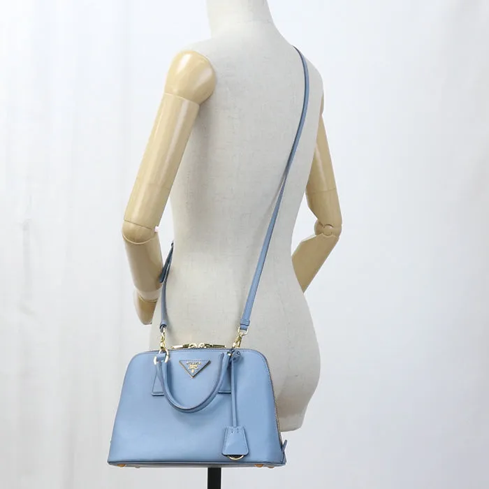 PRADA BL0838 2WAY handbag Safiano leather Hand Shoulder bag leather blue Women