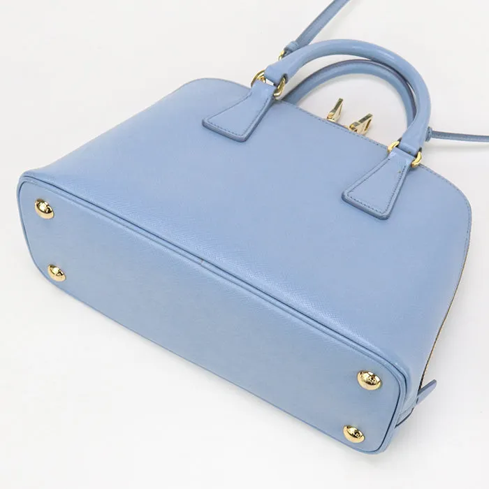 PRADA BL0838 2WAY handbag Safiano leather Hand Shoulder bag leather blue Women