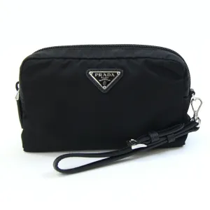 Prada Nylon Leather Clutch Bag Pouch (Pre-Owned)