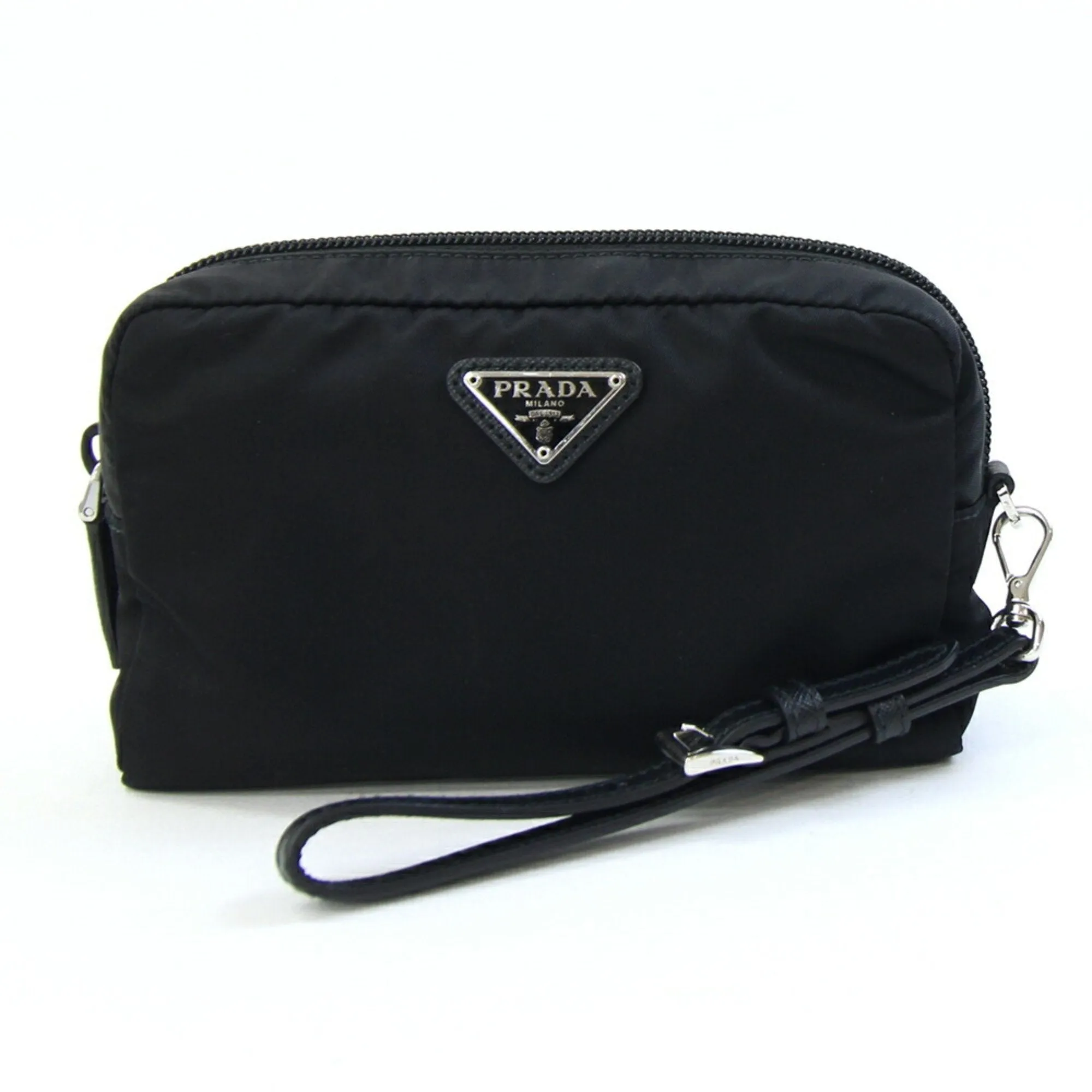 Prada Nylon Leather Clutch Bag Pouch (Pre-Owned)