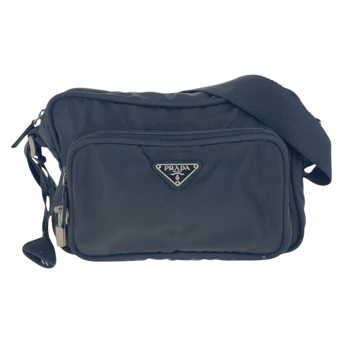 PRADA Shoulder Bag B7558 Nylon black Test Triangle With logo