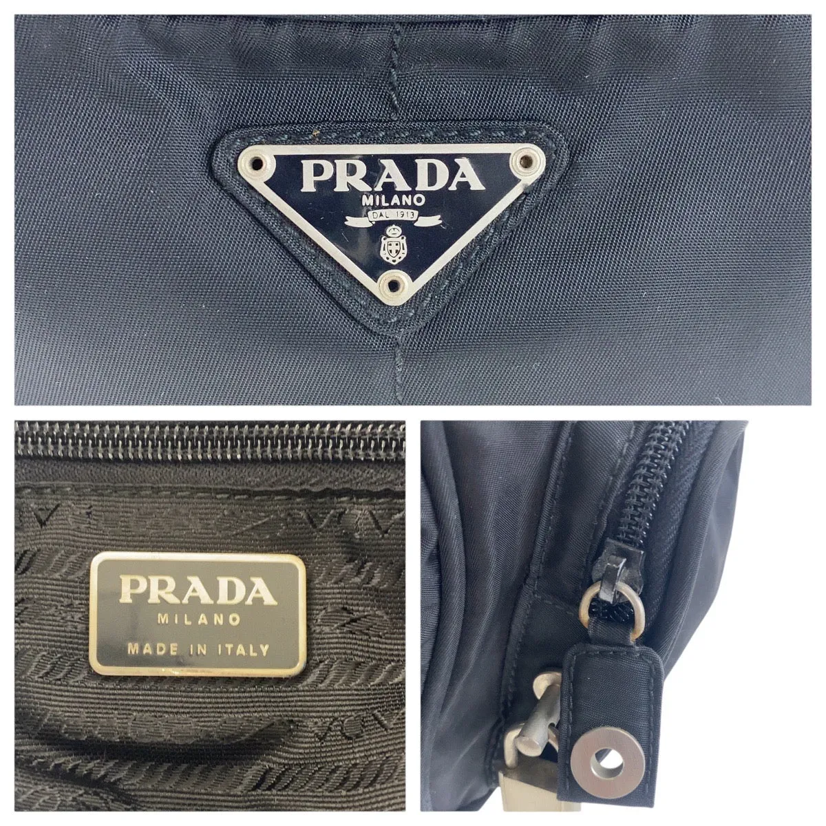 PRADA Shoulder Bag B7558 Nylon black Test Triangle With logo