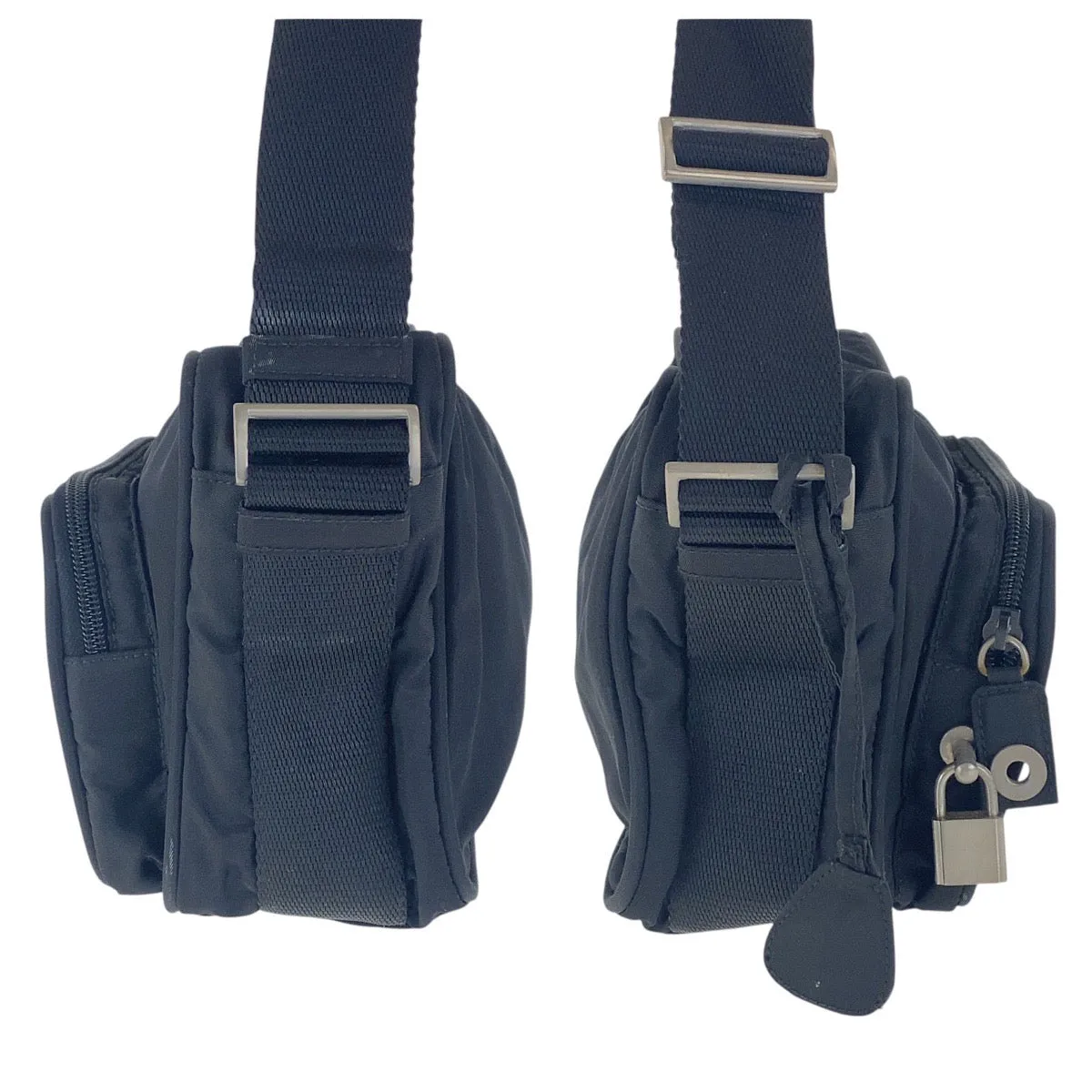 PRADA Shoulder Bag B7558 Nylon black Test Triangle With logo
