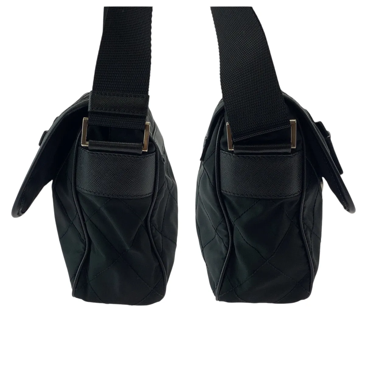 PRADA Shoulder Bag BT0422 Nylon Black SilverMetal quilting testu Triangle With logo