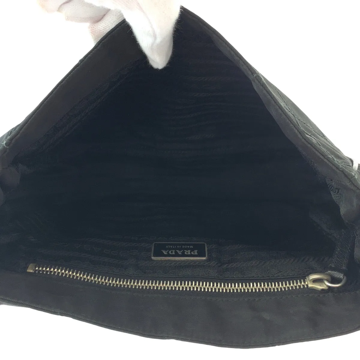 PRADA Shoulder Bag BT0422 Nylon Black SilverMetal quilting testu Triangle With logo