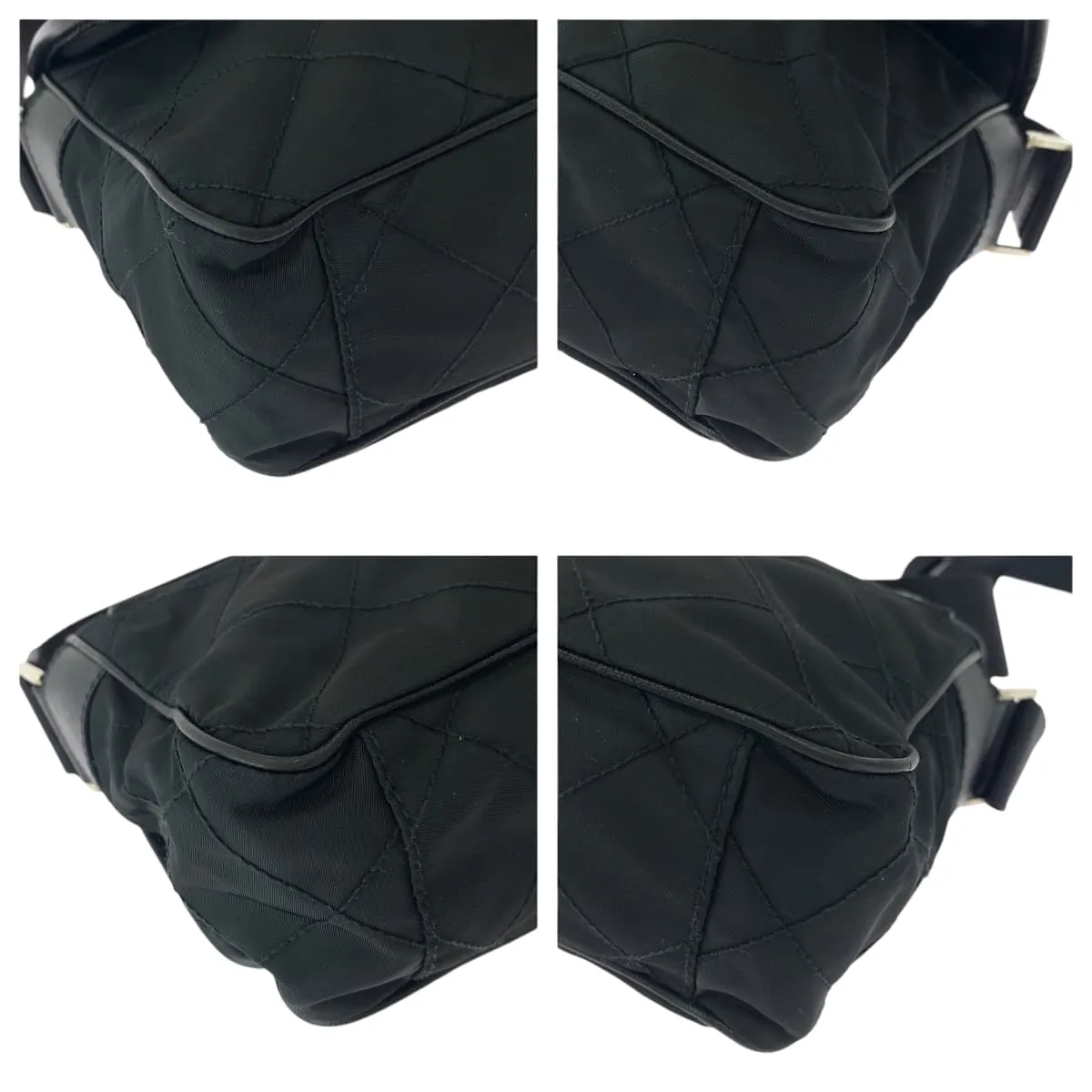 PRADA Shoulder Bag BT0422 Nylon Black SilverMetal quilting testu Triangle With logo