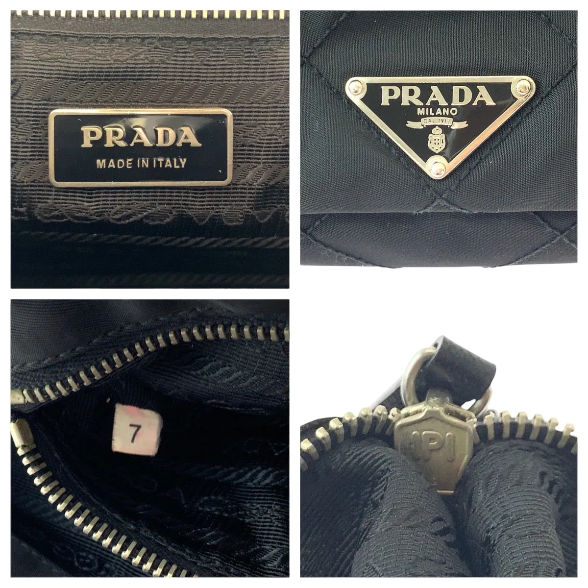 PRADA Shoulder Bag BT0422 Nylon Black SilverMetal quilting testu Triangle With logo