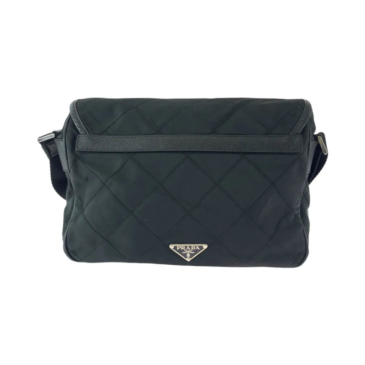 PRADA Shoulder Bag BT0422 Nylon Black SilverMetal quilting testu Triangle With logo