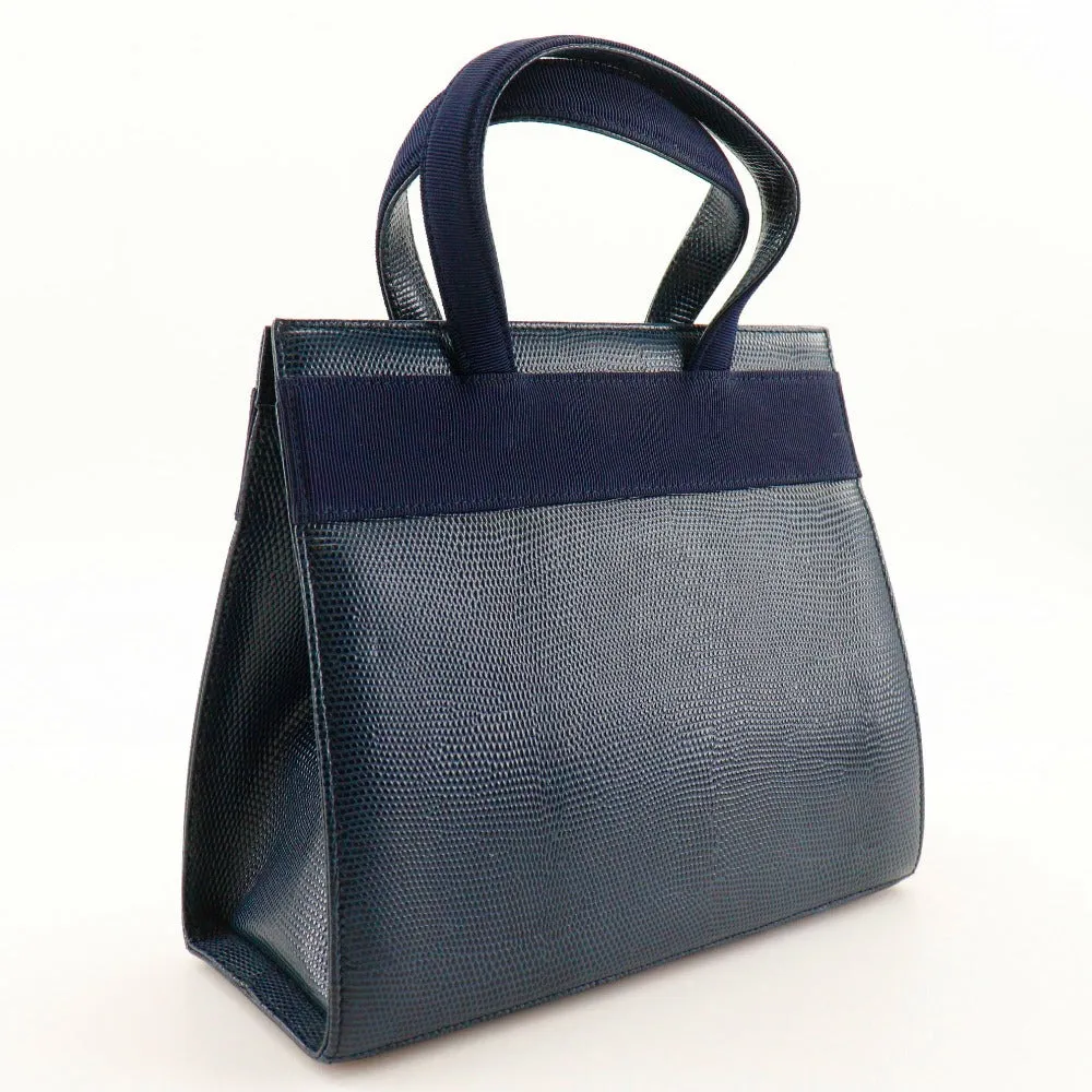 Salvatore Ferragamo Handbag BA21 4178 Embossed leather Navy blue 2WAYShoulder Vala Women Used