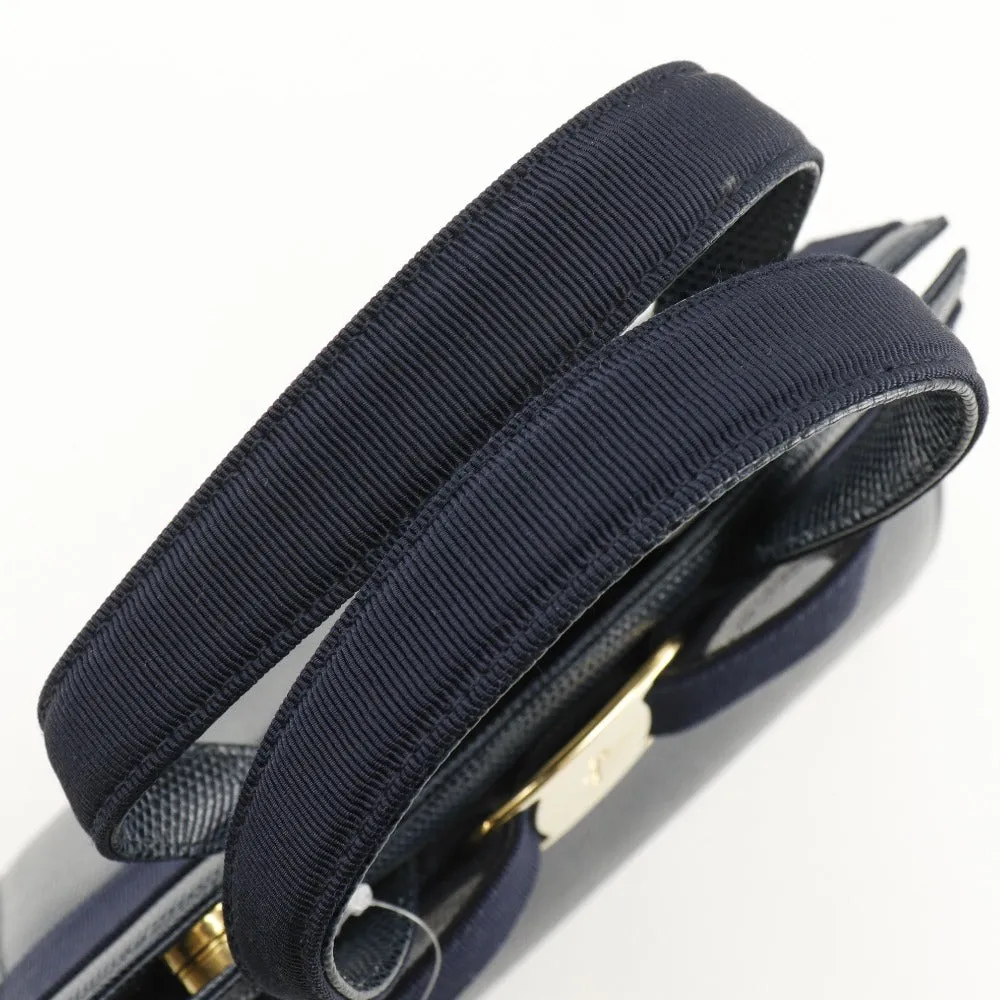 Salvatore Ferragamo Handbag BA21 4178 Embossed leather Navy blue 2WAYShoulder Vala Women Used