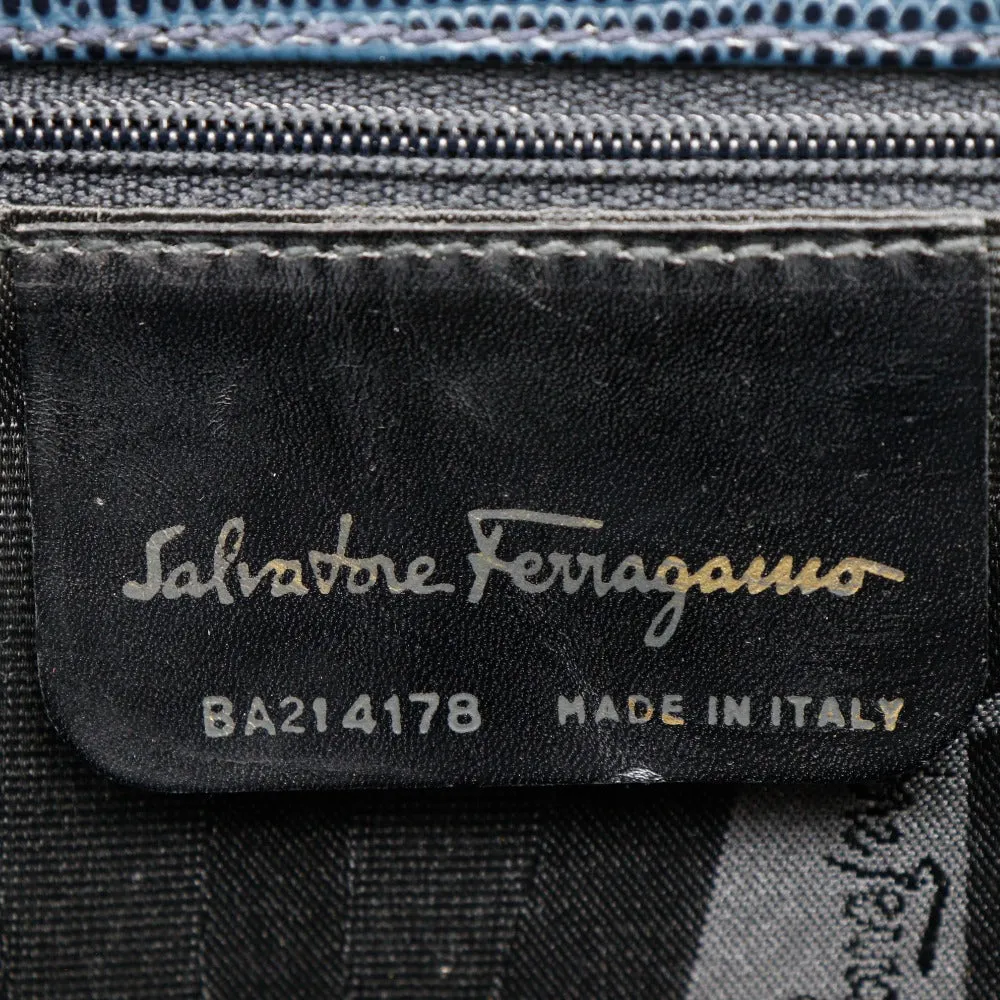 Salvatore Ferragamo Handbag BA21 4178 Embossed leather Navy blue 2WAYShoulder Vala Women Used