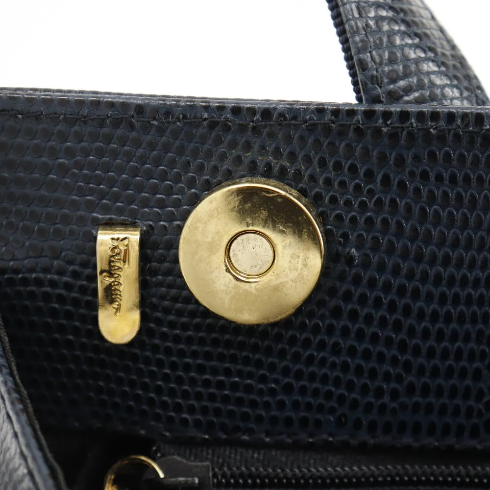 Salvatore Ferragamo Handbag BA21 4178 Embossed leather Navy blue 2WAYShoulder Vala Women Used