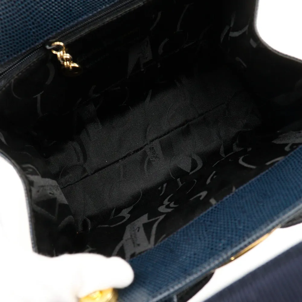 Salvatore Ferragamo Handbag BA21 4178 Embossed leather Navy blue 2WAYShoulder Vala Women Used