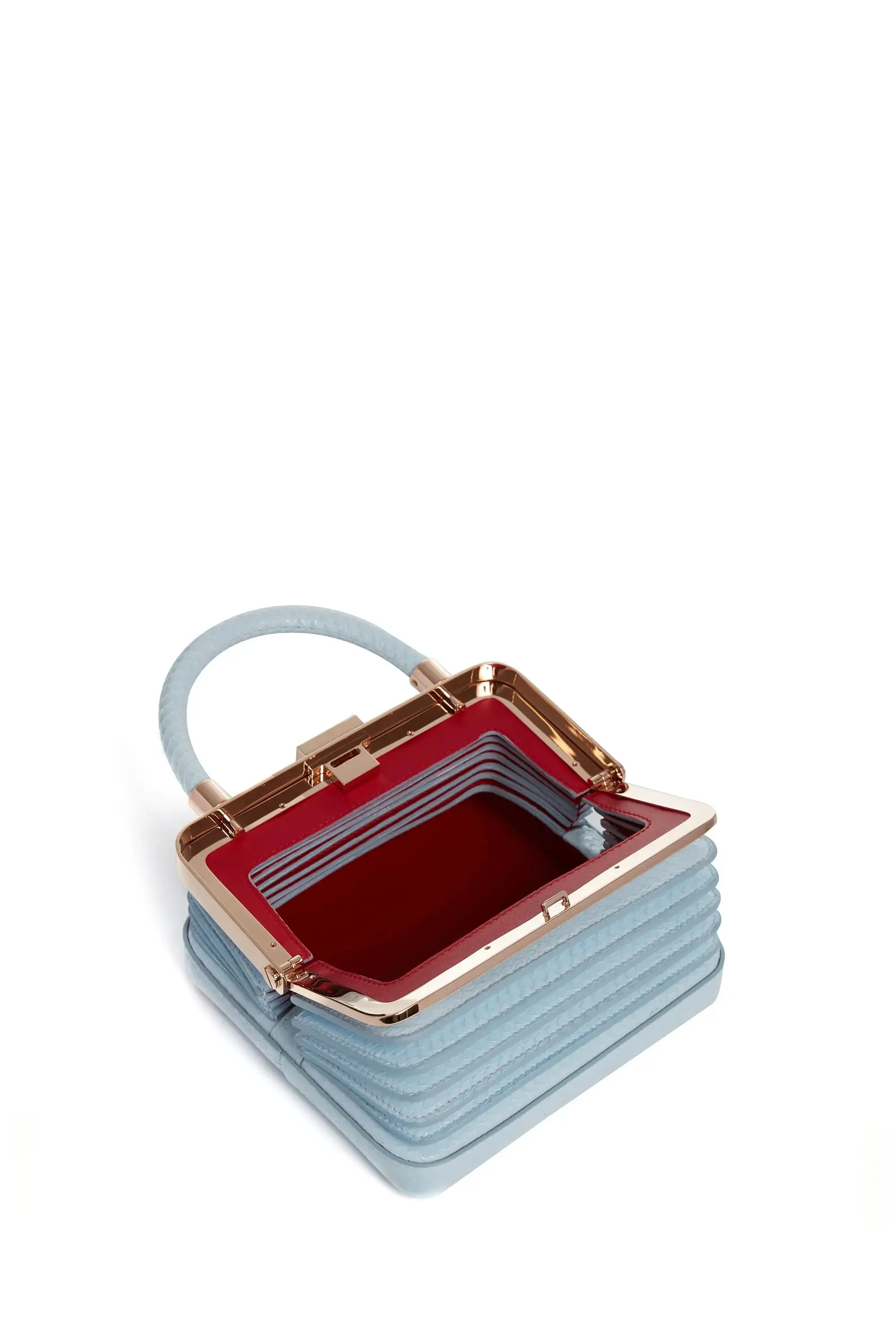 Small Diana Bag in Light Blue Snakeskin