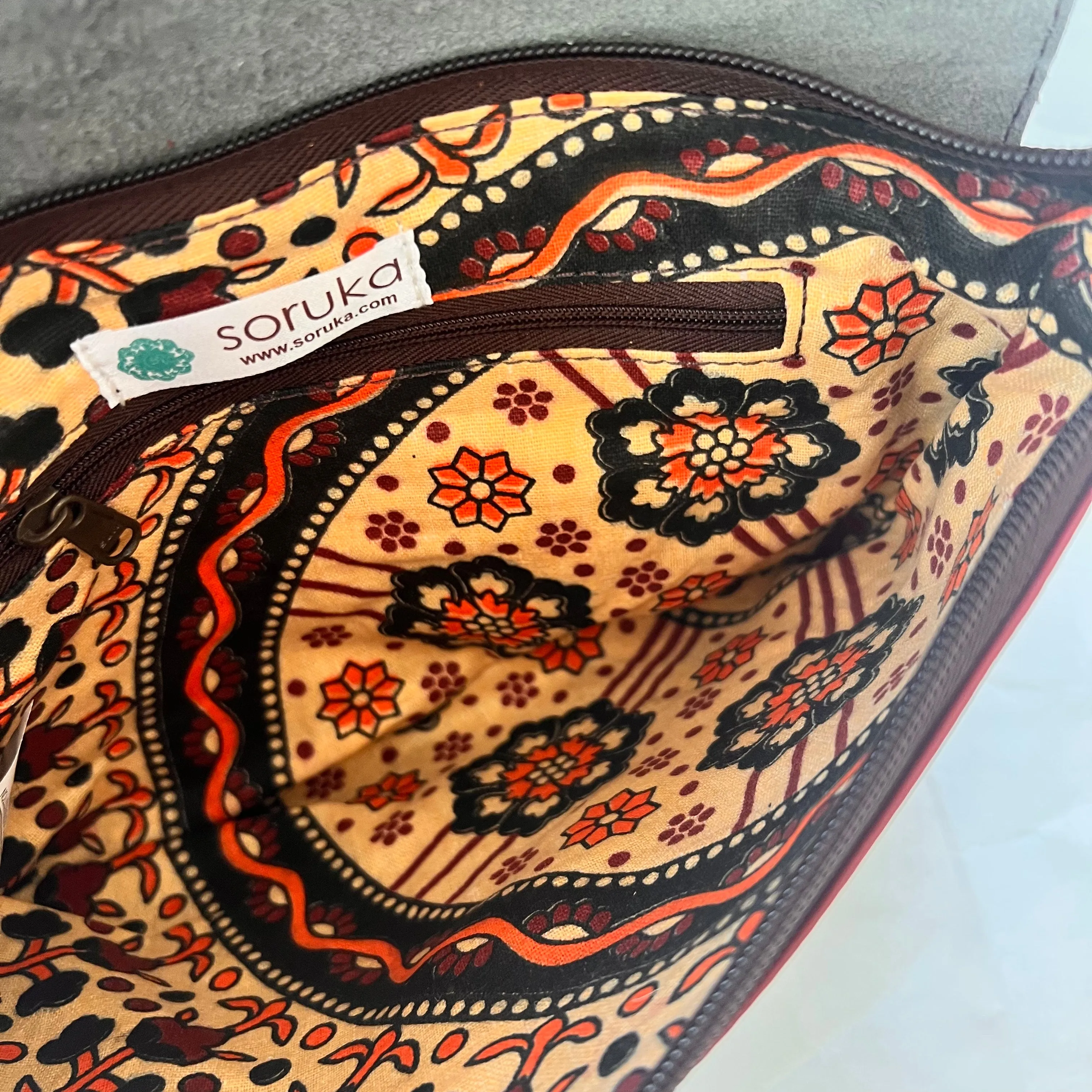 Soruka - Saddle Bag with Wristlet, Garnet & Mustard