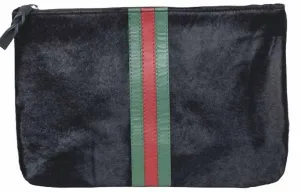 Striped Clutch In Black
