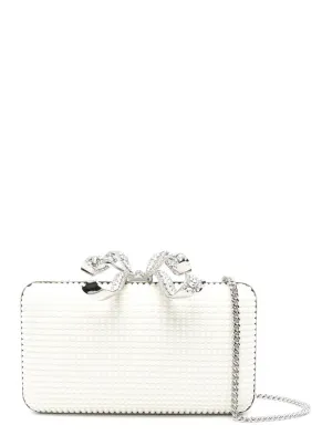 Textured Pearl Box Clutch With Sparkling Bow Clasp