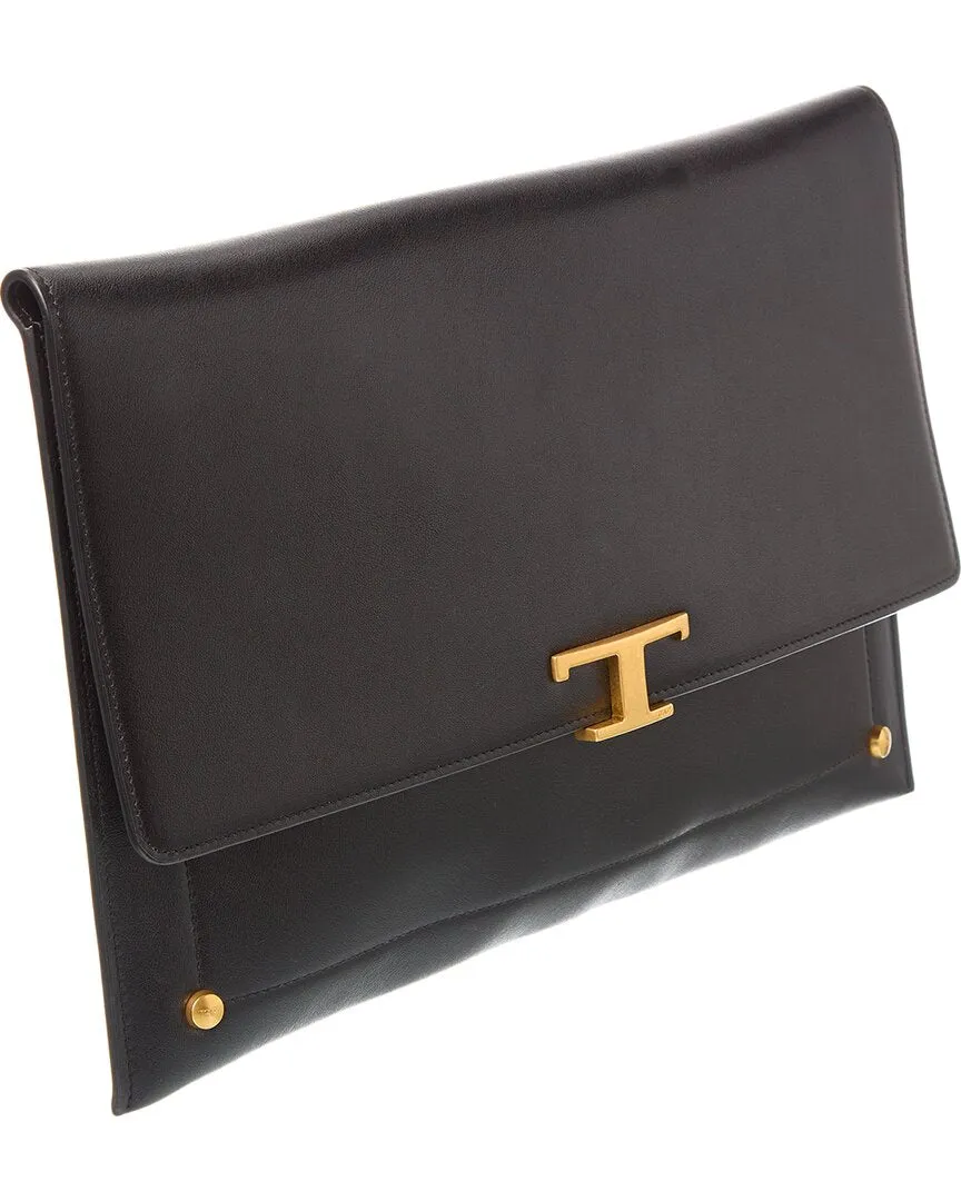 TODs Logo Leather Pouch