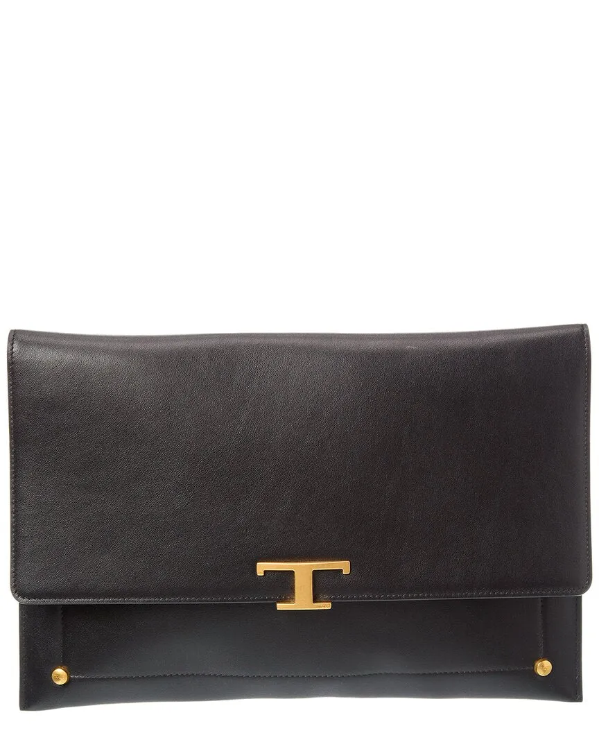 TODs Logo Leather Pouch