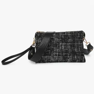 Tweed Crossbody Wristlet Clutch In Black