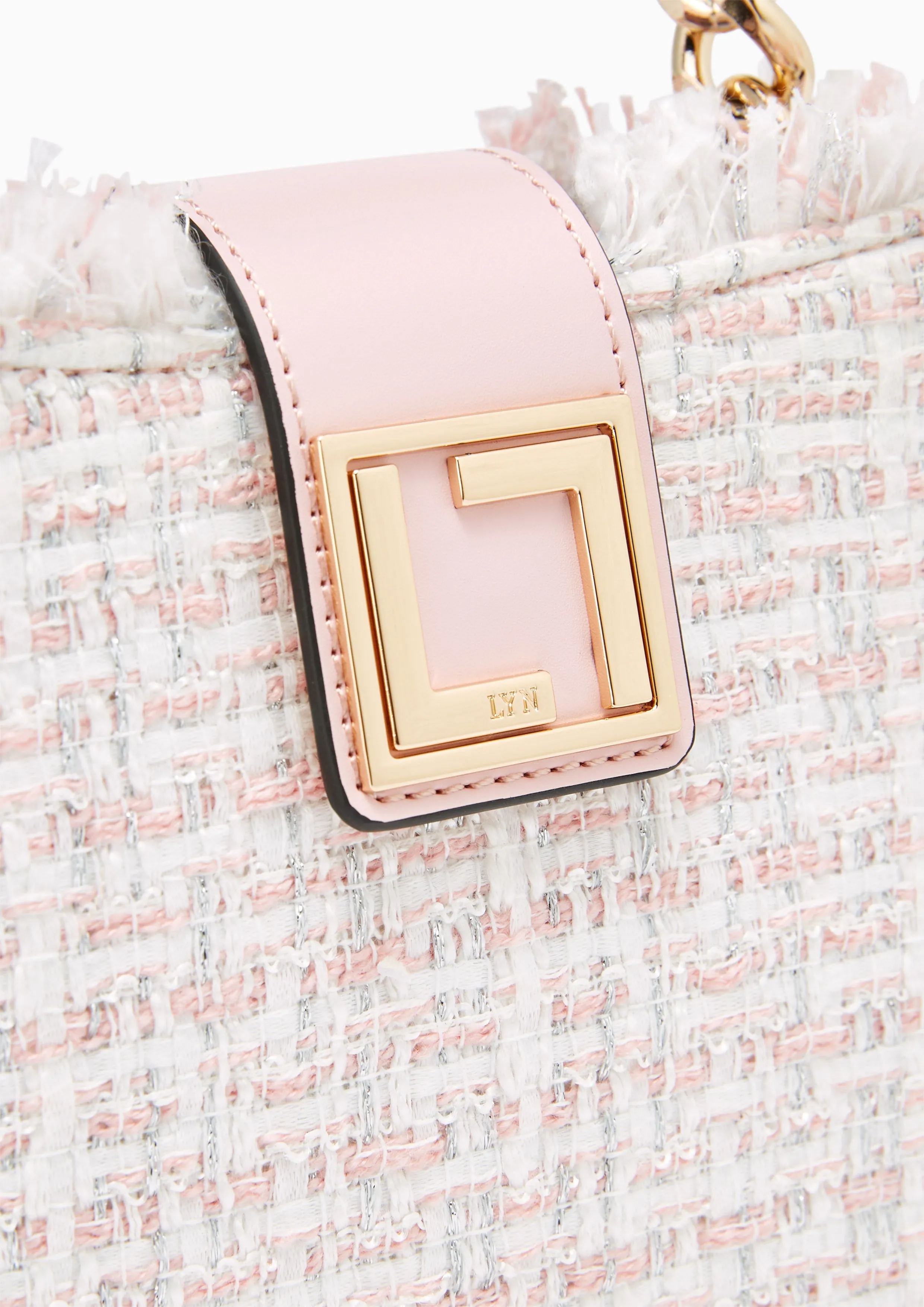Twilla Tweed Plain Crossbody Bag Pink