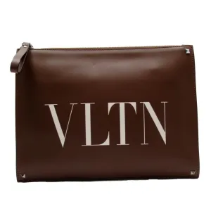 Valentino Garavani Vltn Leather Clutch Bag (Pre-Owned)