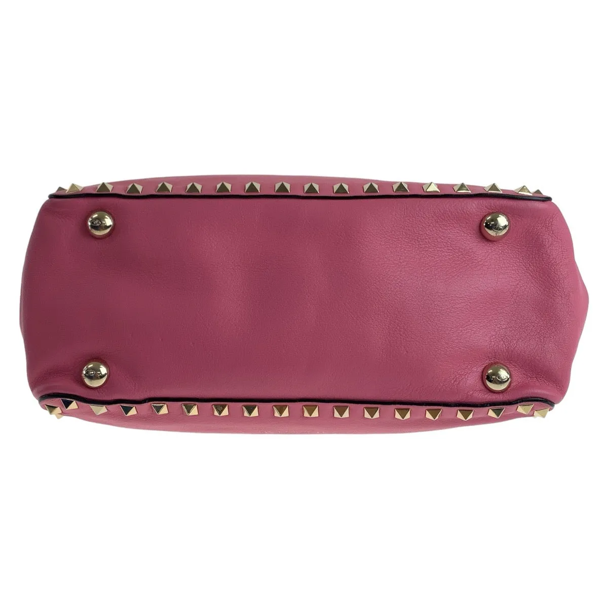 VALENTINO Handbag leather Pink Gold Metal Handbag Shoulder Bag 2way Rock studs Women Used