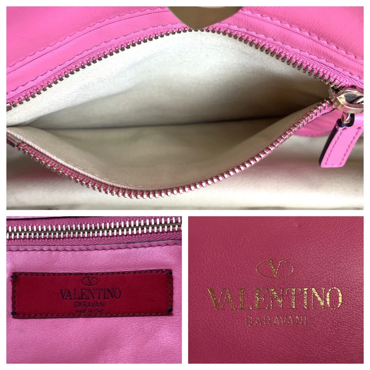 VALENTINO Handbag leather Pink Gold Metal Handbag Shoulder Bag 2way Rock studs Women Used