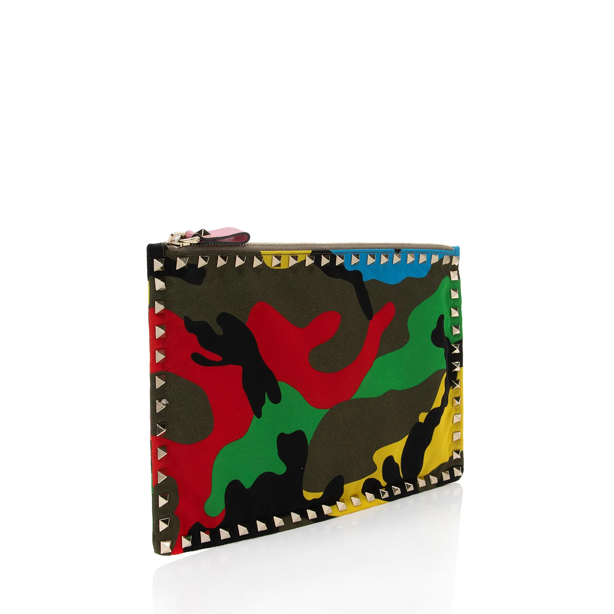 Valentino Nylon Psychedelic Camouflage Rockstud Zip Pouch