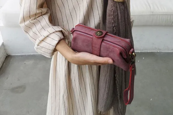 Vintage LEATHER Womens Wristlet Bag Change Long Wallet FOR Women