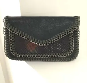 Whipstitched Clutch In Black/green