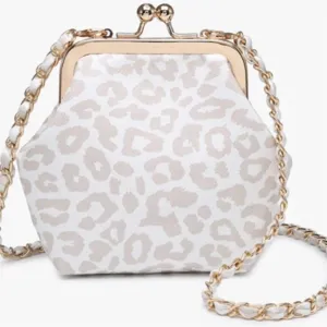 Women's Cleo Coin Pouch Crossbody Clutch In Light Grey Cheetah