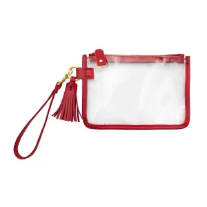 Women's Game Day Clear Tassel Wristlet In Red