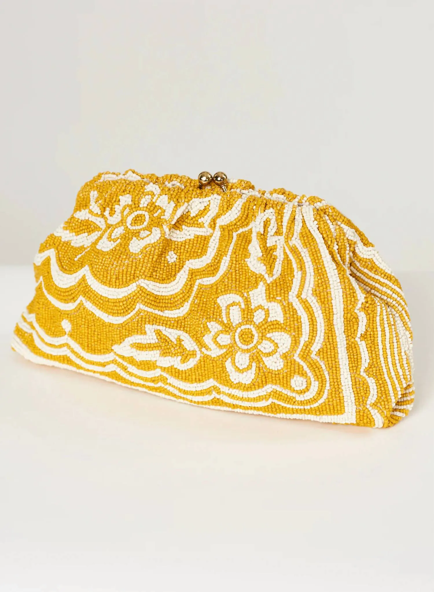 Women's Sylvie Bead Clutch Bag In Yellow