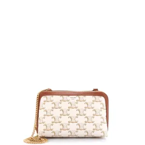 Zip Around Chain Clutch Triomphe Coated Canvas